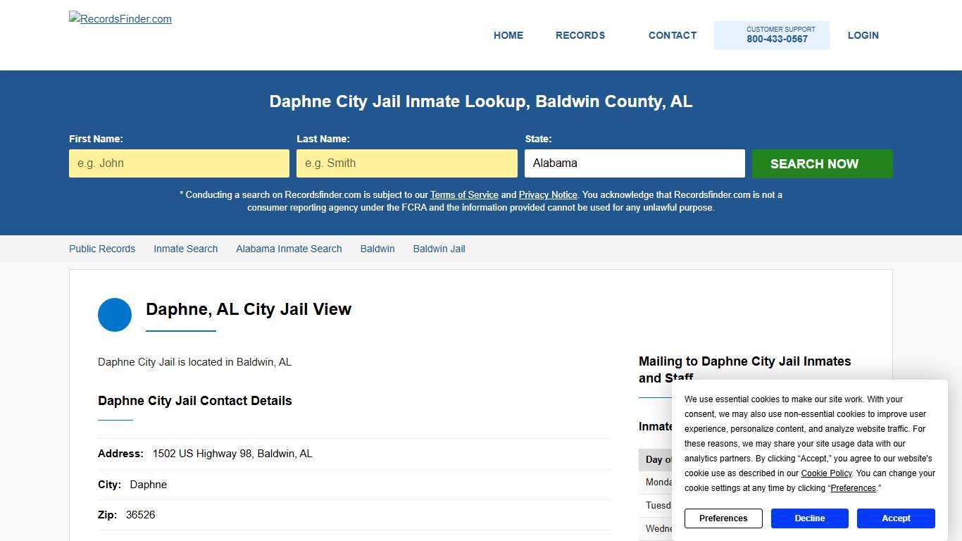Daphne City Jail Roster & Inmate Lookup